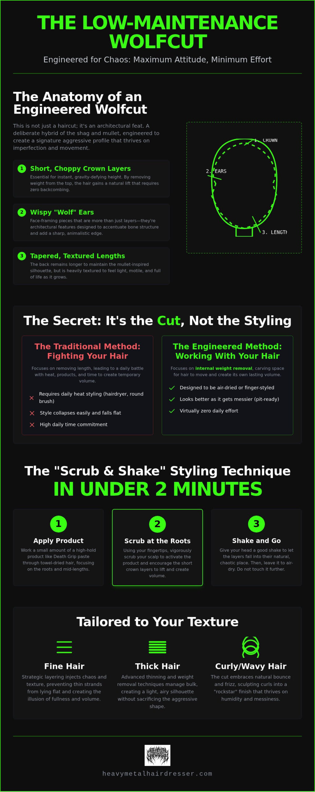The Low Maintenance Wolfcut: Aggressive Texture Without the Daily Graft